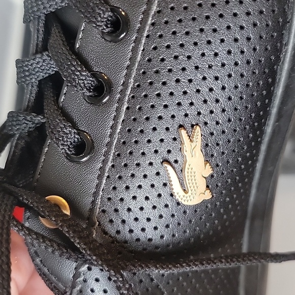 Lacoste Women's Black and Gold Lerond Sneakers Size 7 - Picture 5 of 8